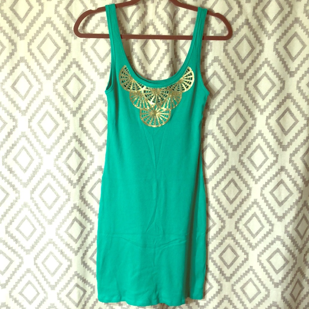 VS Green Embellished Mini Dress